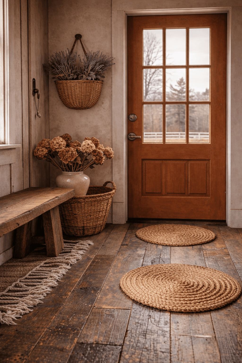 Ξύλινος Διάδρομος με Αποξηραμένα Λουλούδια