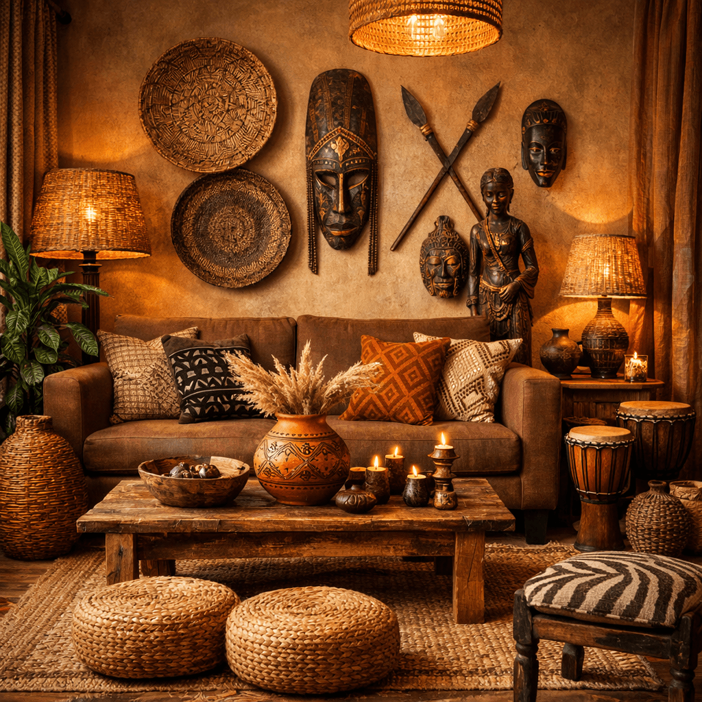 Ζεστό Σαλόνι με Αφρικανική Διακόσμηση