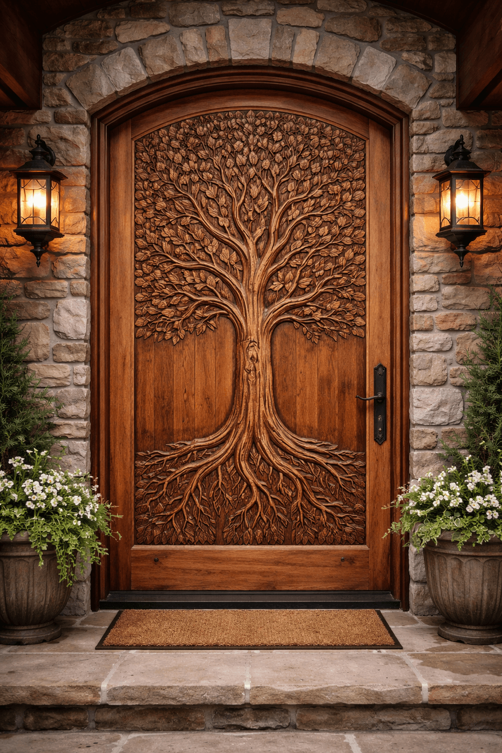 Εντυπωσιακές Ξύλινες Πόρτες με Ανάγλυφα Δέντρα